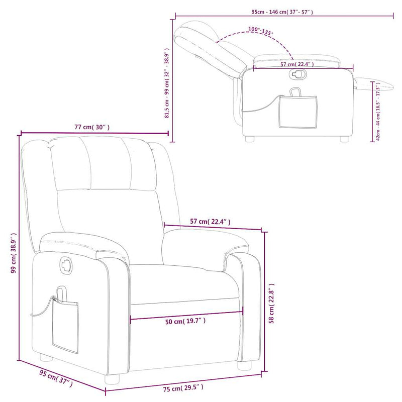 vidaXL Massage Recliner Chair Dark Grey Fabric