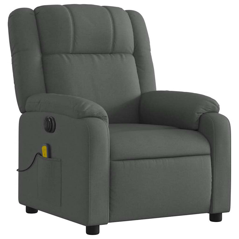 vidaXL Electric Massage Recliner Chair Dark Grey Fabric