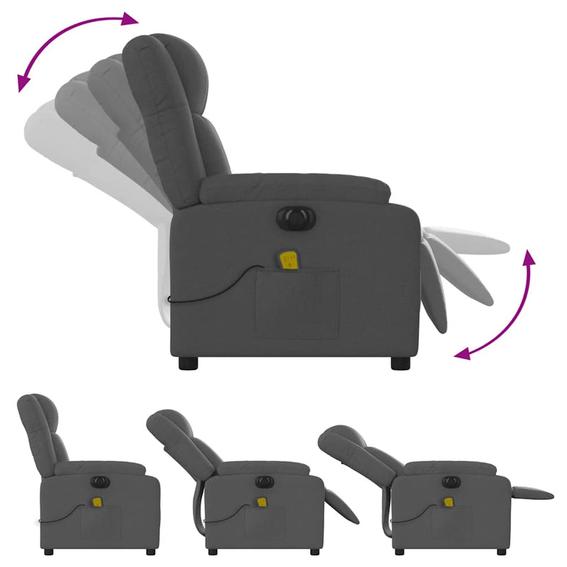 vidaXL Electric Massage Recliner Chair Dark Grey Fabric