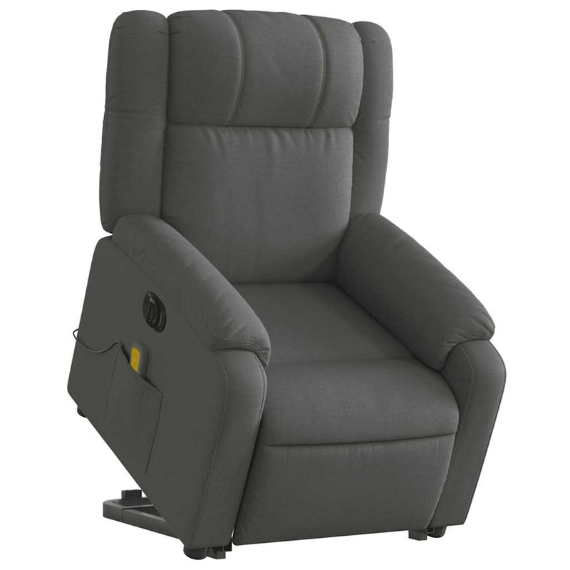 vidaXL Electric Stand up Massage Recliner Chair Dark Grey Fabric