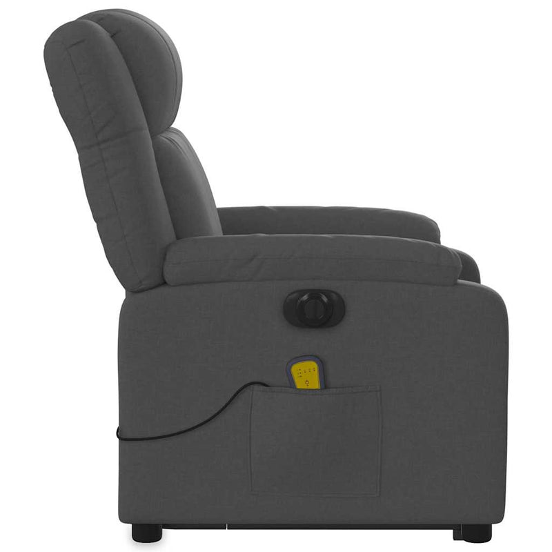 vidaXL Electric Stand up Massage Recliner Chair Dark Grey Fabric