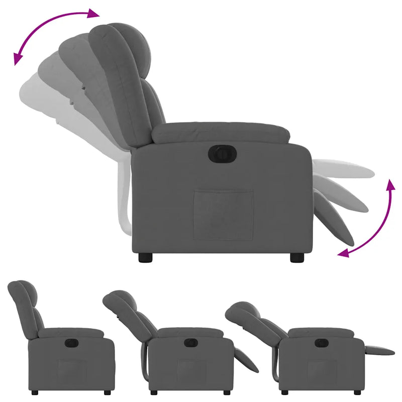 Electric Recliner Chair Dark Grey Fabric