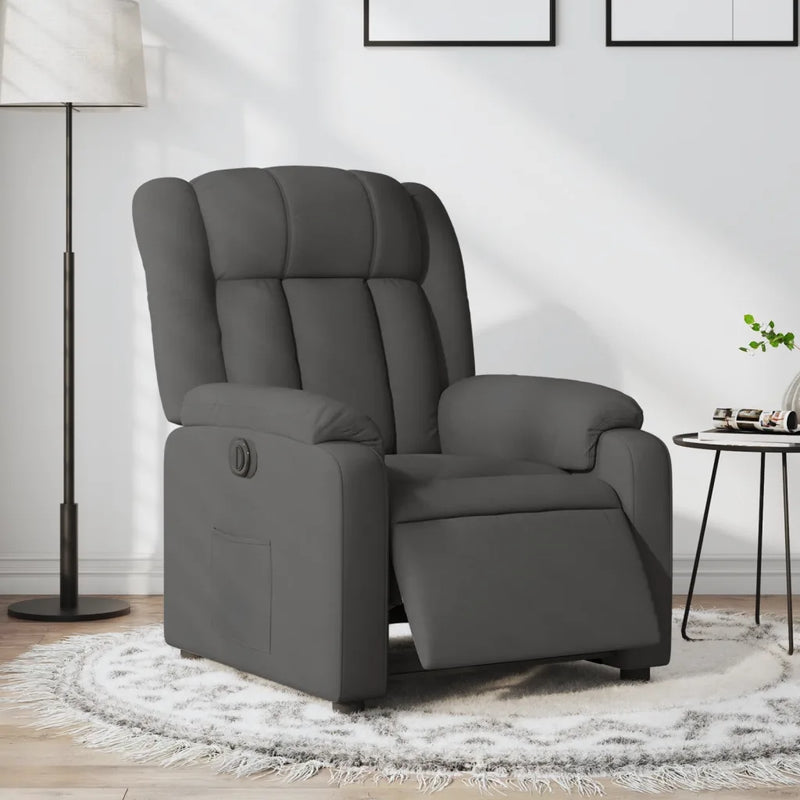 Electric Recliner Chair Dark Grey Fabric