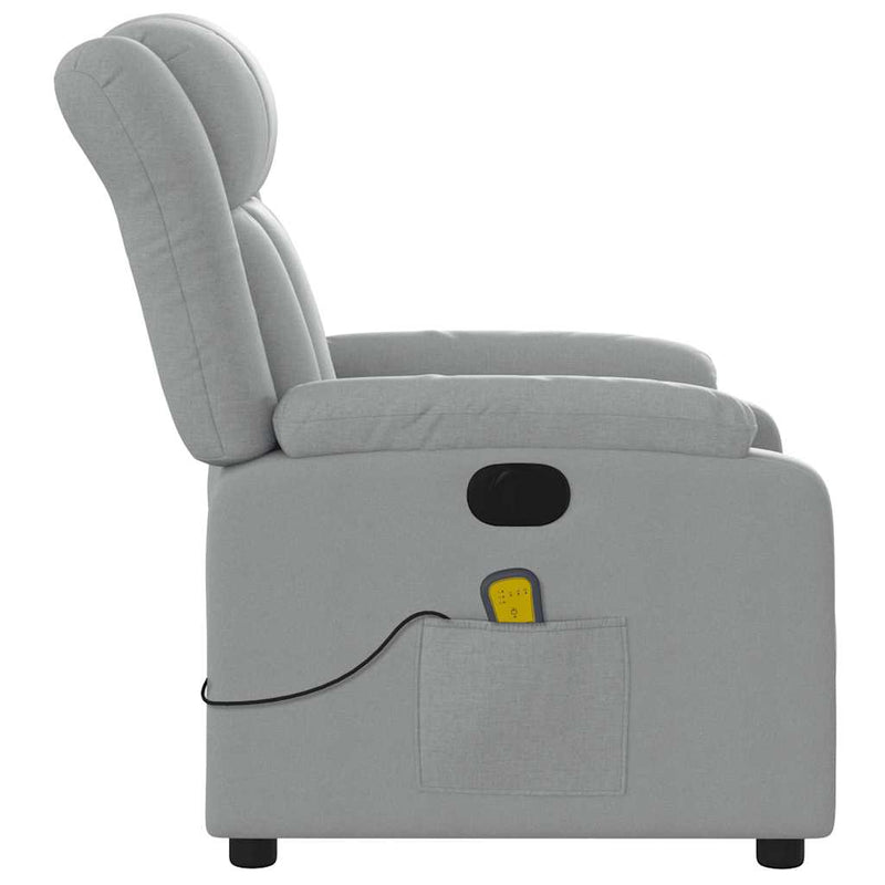 vidaXL Electric Massage Recliner Chair Light Grey Fabric