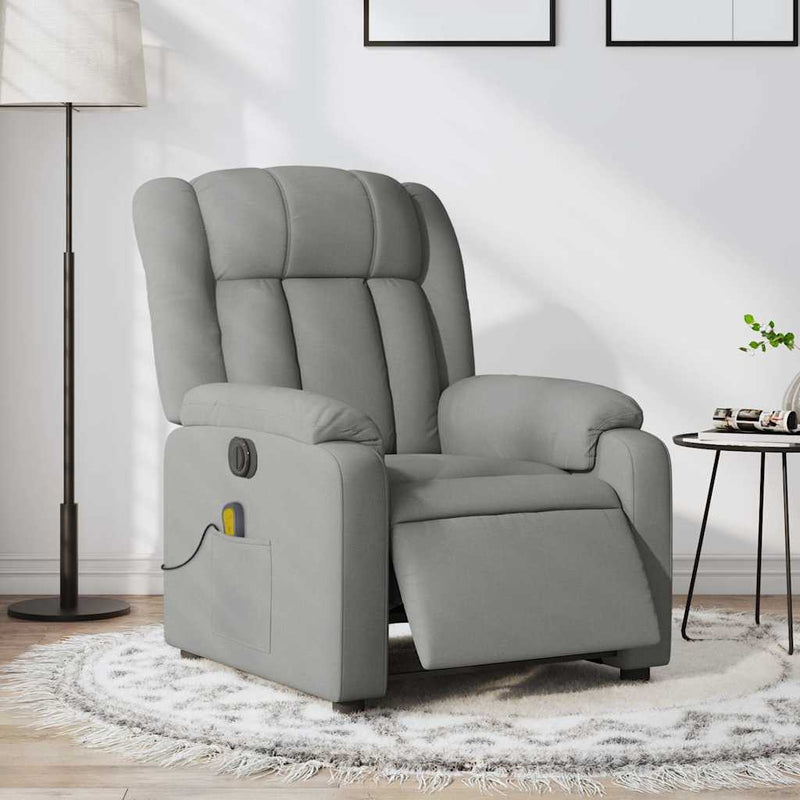 vidaXL Electric Massage Recliner Chair Light Grey Fabric