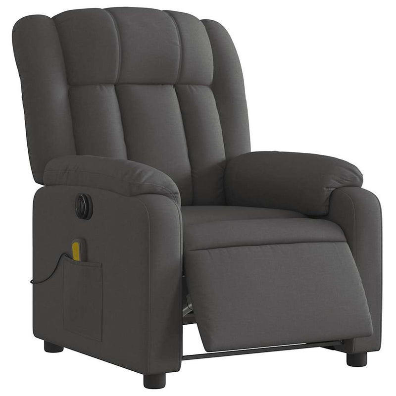 vidaXL Electric Massage Recliner Chair Dark Grey Fabric