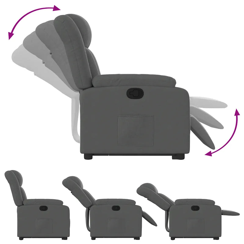 Stand up Recliner Chair Dark Grey Fabric