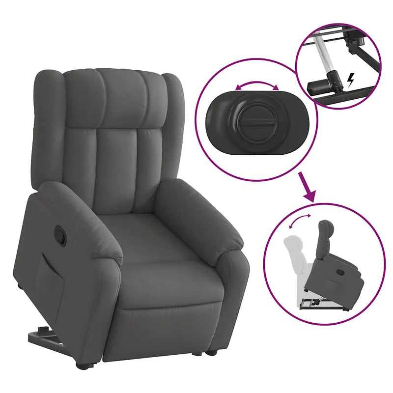 Stand up Recliner Chair Dark Grey Fabric