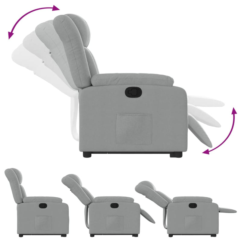 vidaXL Stand up Massage Recliner Chair Light Grey Fabric