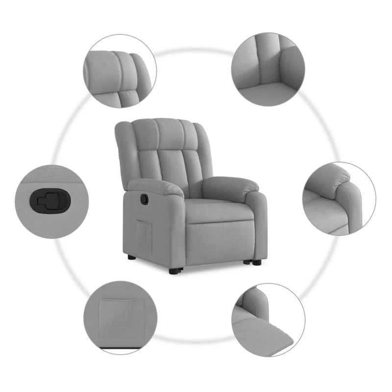 vidaXL Stand up Massage Recliner Chair Light Grey Fabric