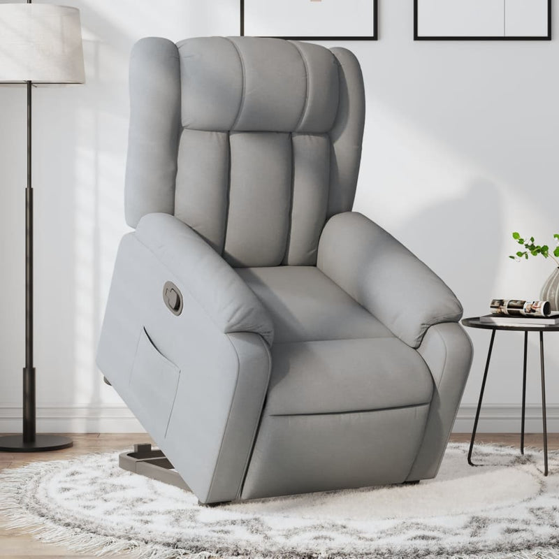 vidaXL Stand up Massage Recliner Chair Light Grey Fabric