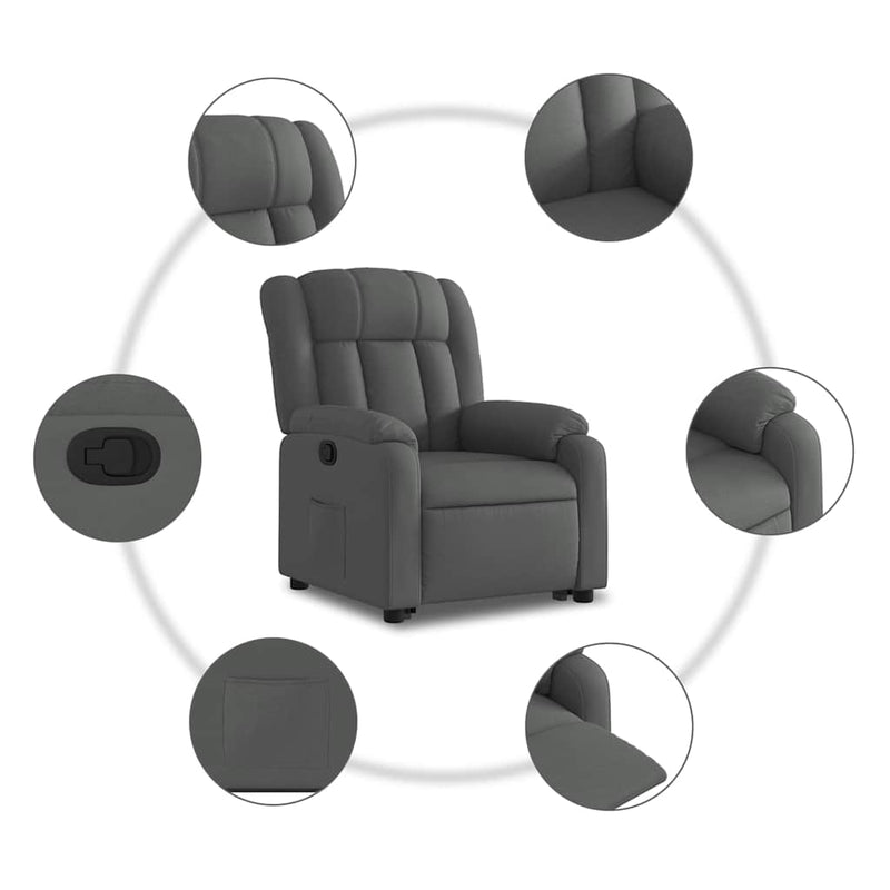 vidaXL Stand up Massage Recliner Chair Dark Grey Fabric