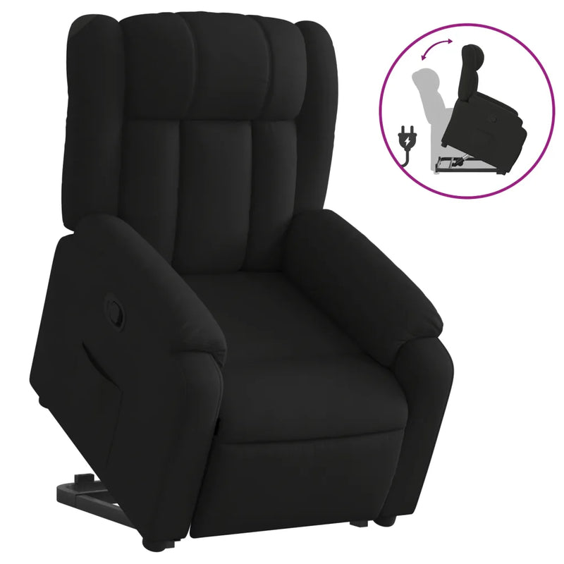 Stand up Massage Recliner Chair Black Fabric