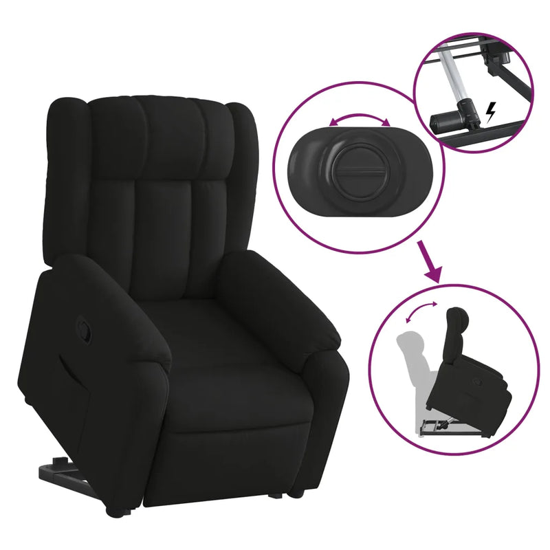 Stand up Massage Recliner Chair Black Fabric