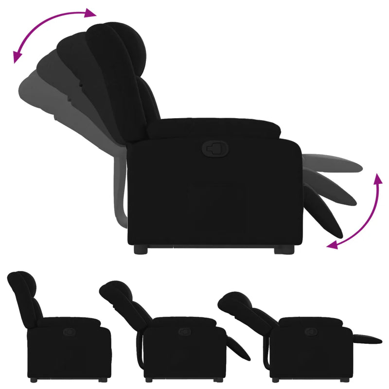 Stand up Massage Recliner Chair Black Fabric