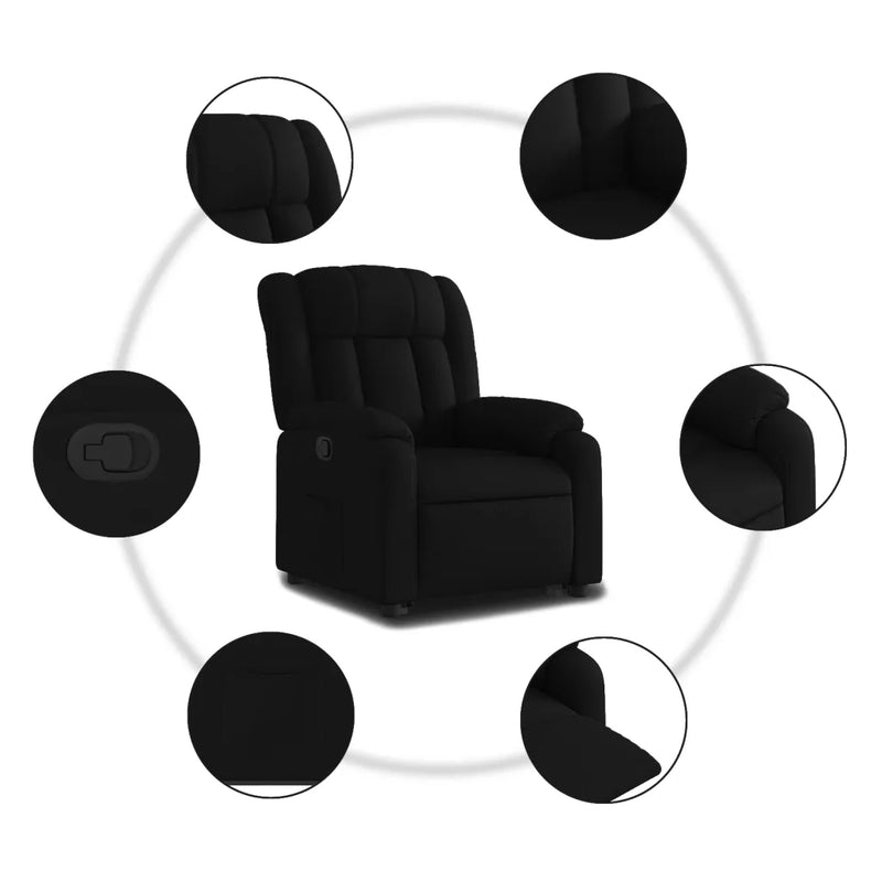 Stand up Massage Recliner Chair Black Fabric