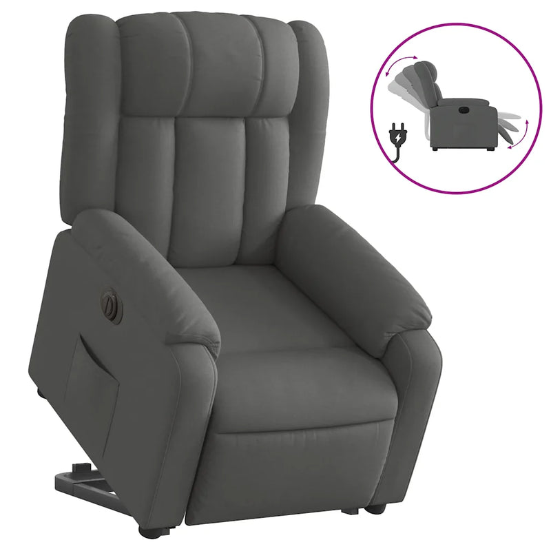 Electric Stand up Recliner Chair Dark Grey Fabric