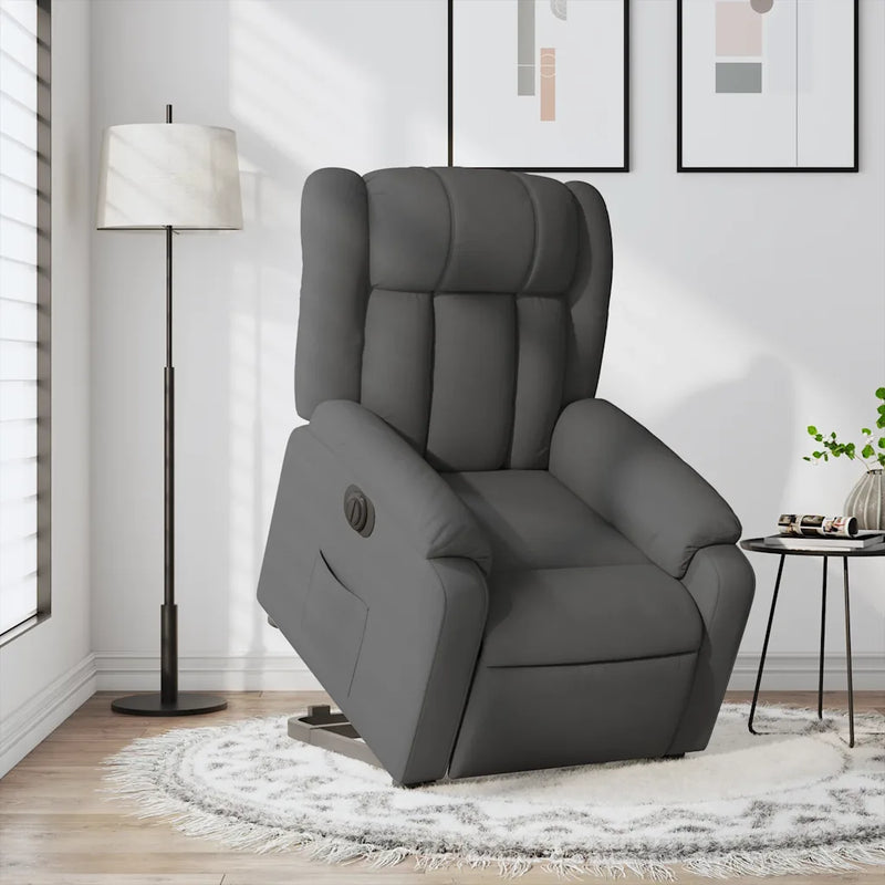 Electric Stand up Recliner Chair Dark Grey Fabric