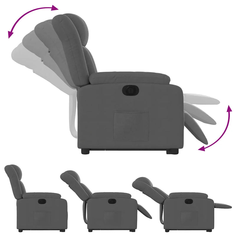 Electric Stand up Recliner Chair Dark Grey Fabric
