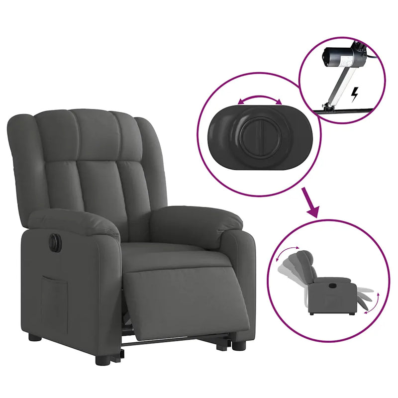 Electric Stand up Recliner Chair Dark Grey Fabric