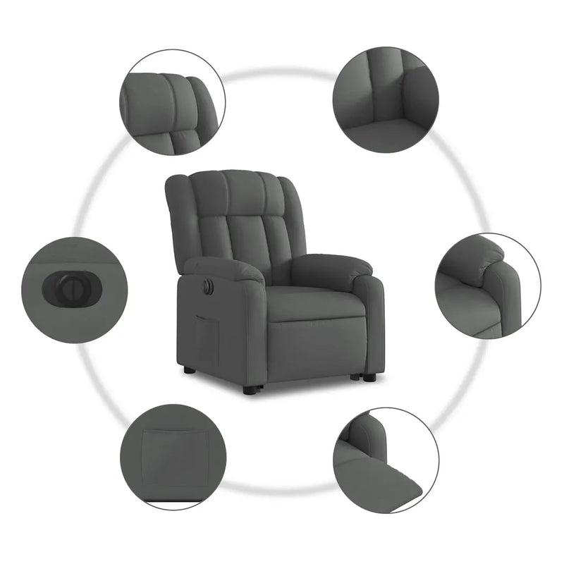 Electric Stand up Recliner Chair Dark Grey Fabric