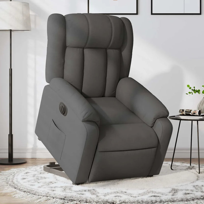 Electric Stand up Recliner Chair Dark Grey Fabric