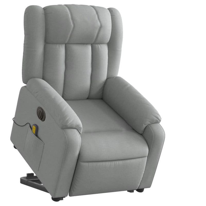 vidaXL Electric Stand up Massage Recliner Chair Light Grey Fabric