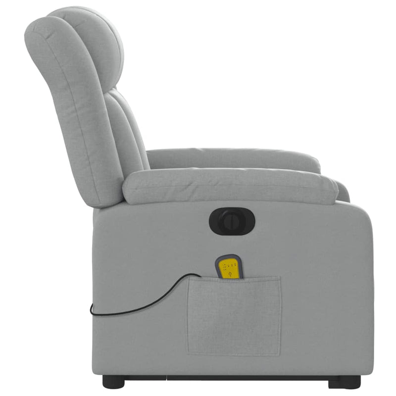 vidaXL Electric Stand up Massage Recliner Chair Light Grey Fabric