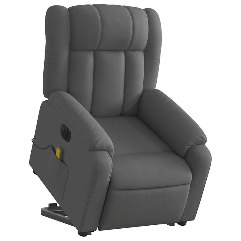 vidaXL Electric Stand up Massage Recliner Chair Dark Grey Fabric