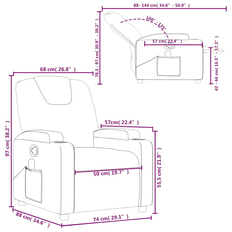vidaXL Massage Recliner Chair Light Grey Fabric