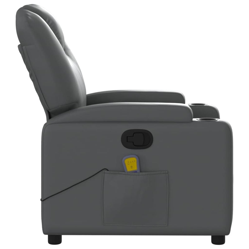 vidaXL Massage Recliner Chair Grey Faux Leather