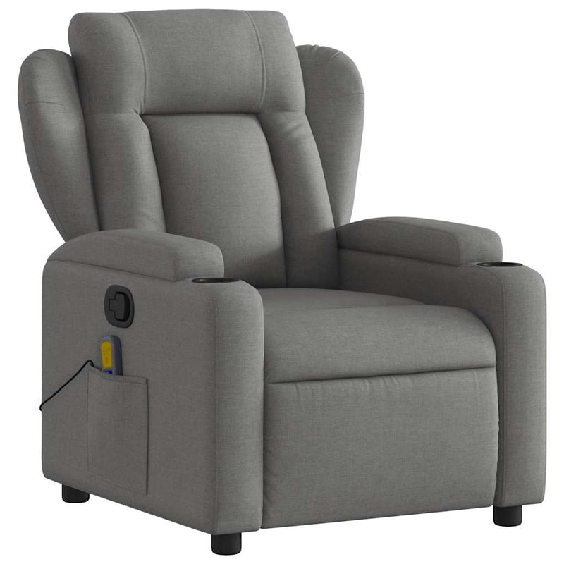 vidaXL Massage Recliner Chair Dark Grey Fabric