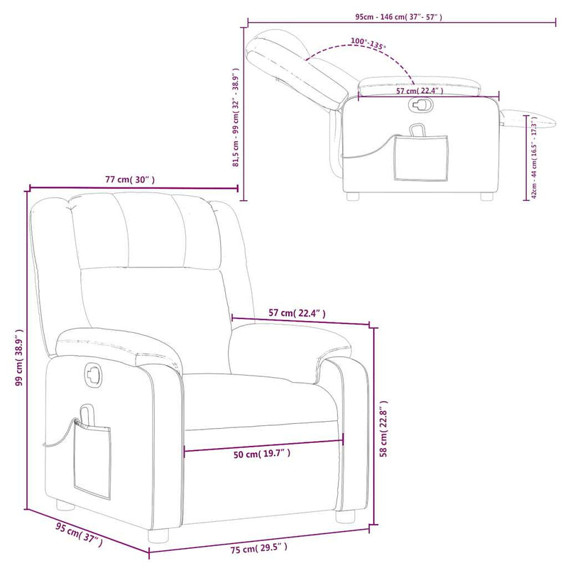 vidaXL Massage Recliner Chair Dark Grey Fabric