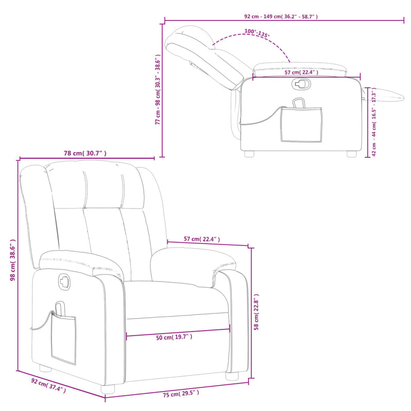 Massage Recliner Chair Black Fabric