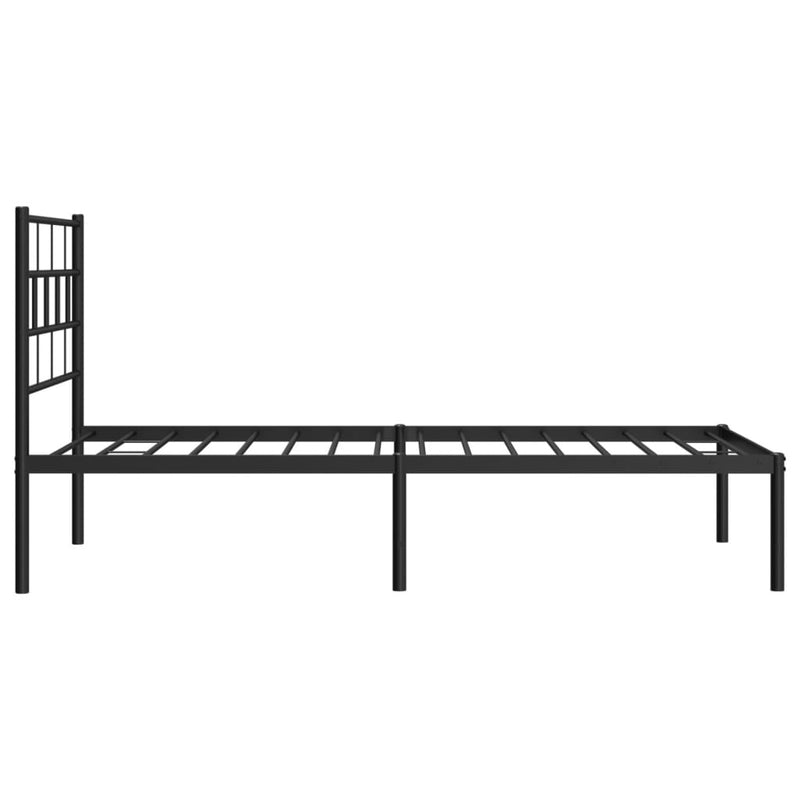 Metal Bed Frame with Headboard Black 107x203 cm