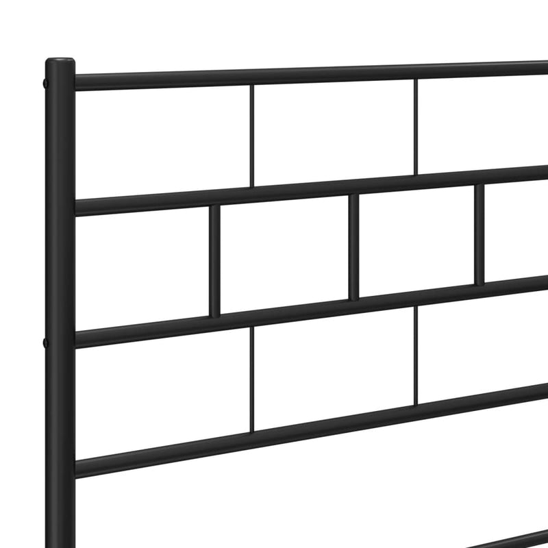 Metal Bed Frame with Headboard Black 107x203 cm