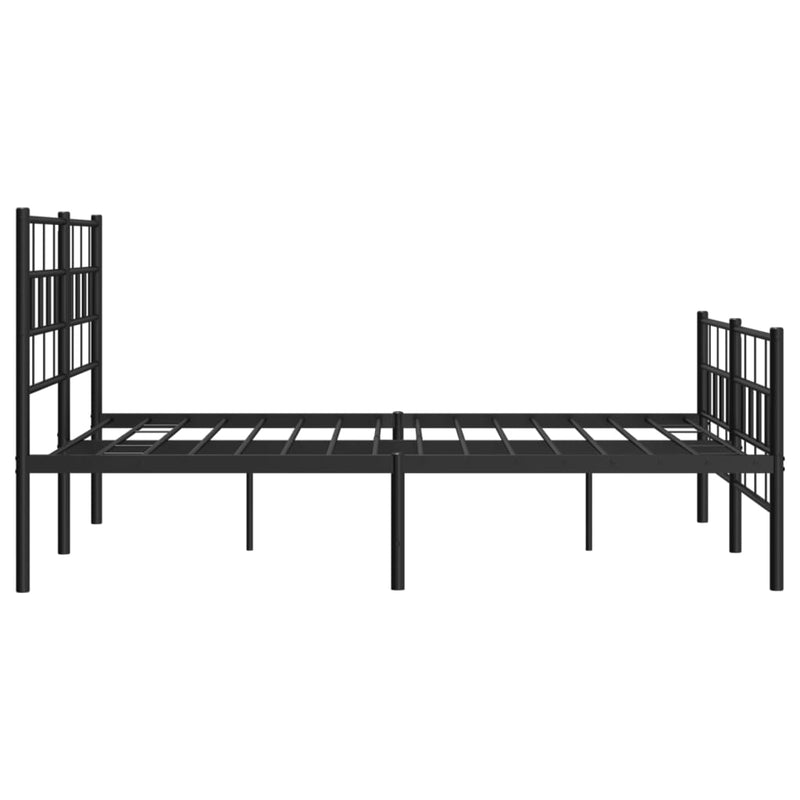 Metal Bed Frame with Headboard and Footboard Black 150x200 cm