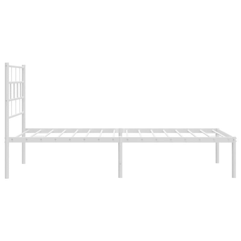 Metal Bed Frame with Headboard White 107x203 cm