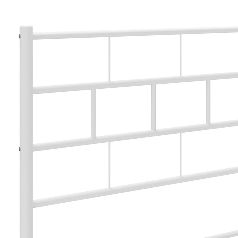 Metal Bed Frame with Headboard White 107x203 cm