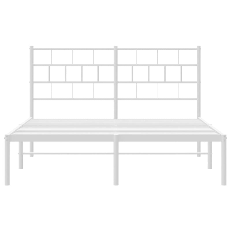 Metal Bed Frame with Headboard White 150x200 cm