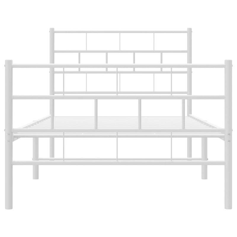 Metal Bed Frame with Headboard and Footboard White 107x203 cm