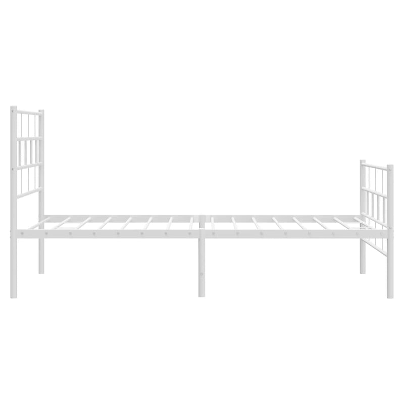vidaXL Metal Bed Frame without Mattress with Footboard White 107x203 cm King Single