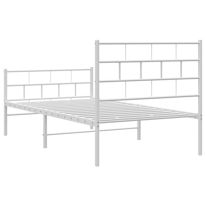 vidaXL Metal Bed Frame without Mattress with Footboard White 107x203 cm King Single