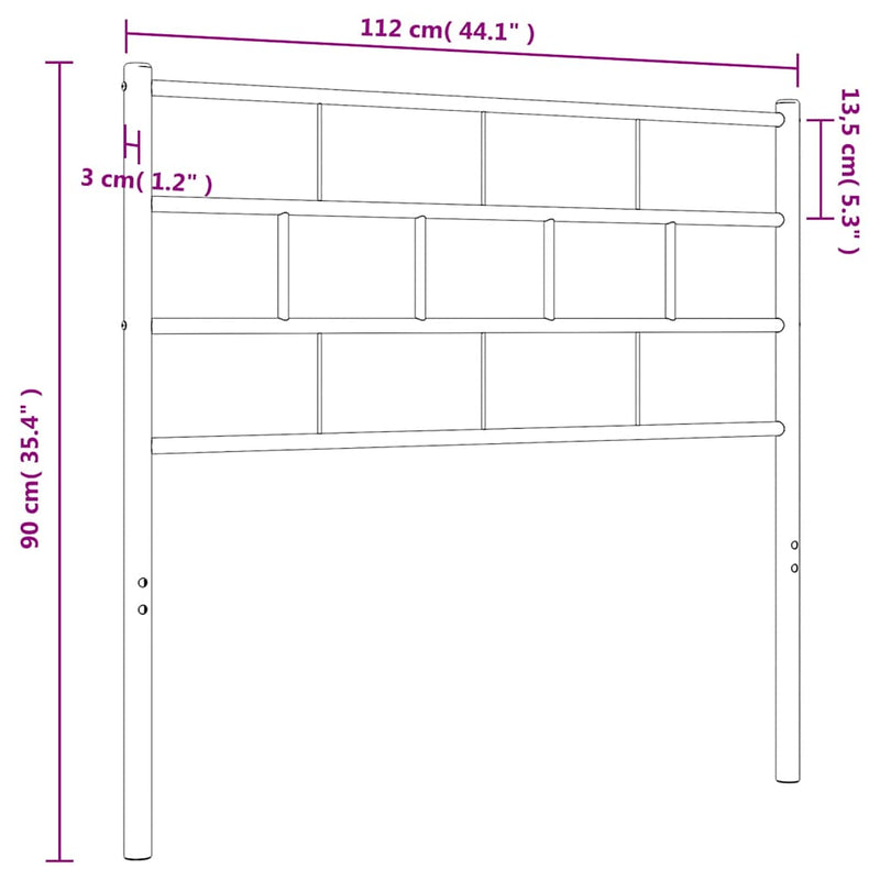 vidaXL Metal Headboard White 107 cm King Single