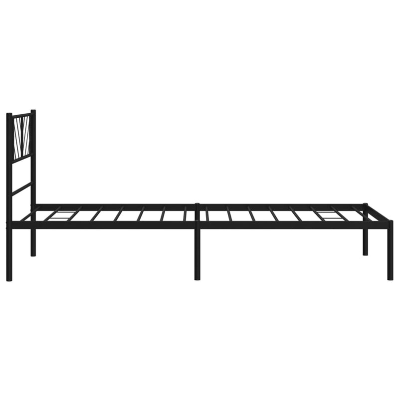 Metal Bed Frame with Headboard Black 107x203 cm