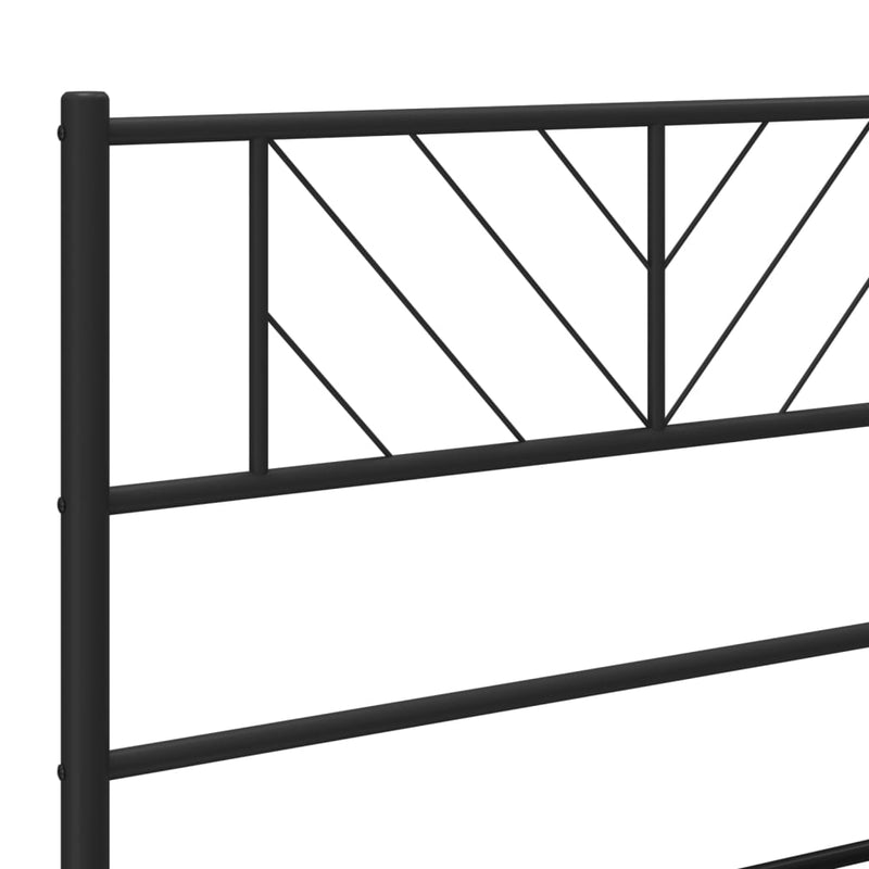 Metal Bed Frame with Headboard Black 107x203 cm