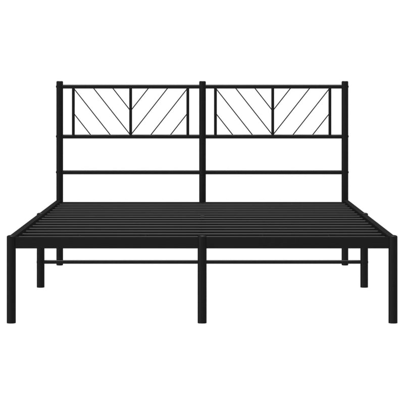 Metal Bed Frame with Headboard Black 150x200 cm