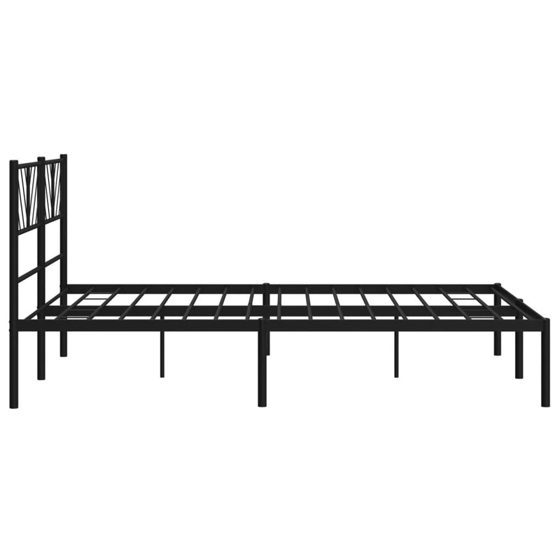 Metal Bed Frame with Headboard Black 150x200 cm