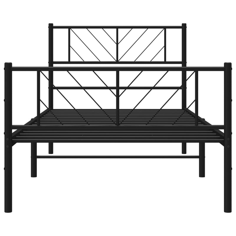 Metal Bed Frame with Headboard and Footboard Black 107x203 cm