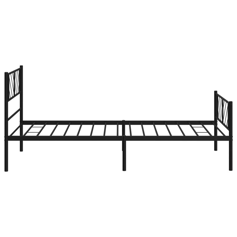 Metal Bed Frame with Headboard and Footboard Black 107x203 cm